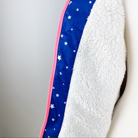 Gap Kids Navy Girls Star Sherpa Puffer Jacket - Picture 5 of 8